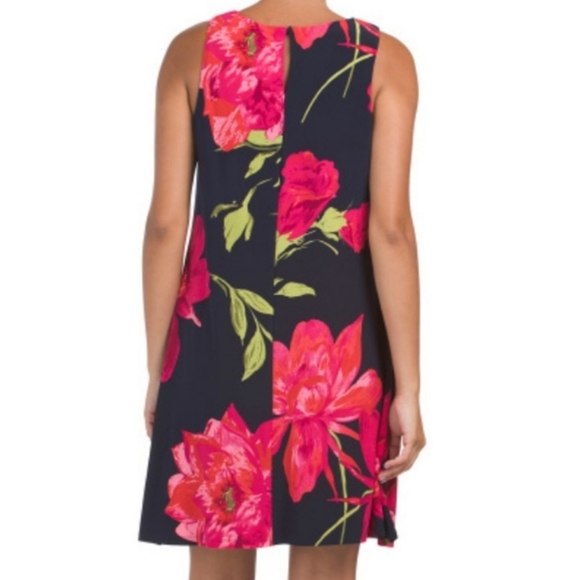 ANNE KLEIN Navy Blue Floral Swing Dress Size 14 - Picture 14 of 14